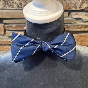 Masonic Revival 100% Silk Navy Blue Striped Adjustable Size Bowtie